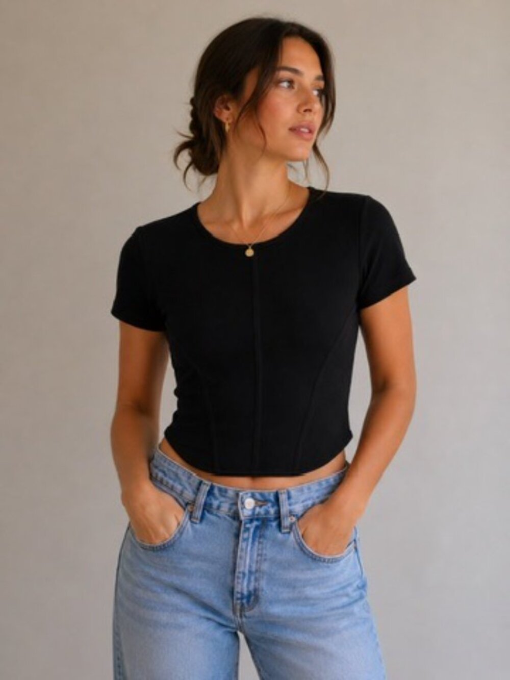 Babaton Sculpt Knit Contour Tee Black Size Small